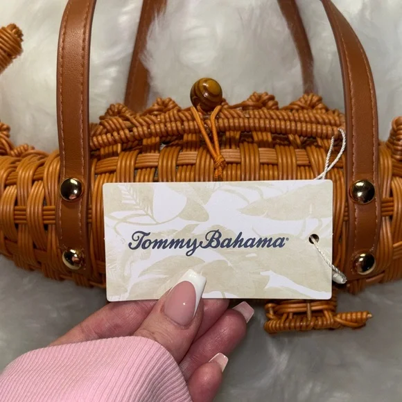🐊✨ Tommy Bahama Wicker Alligator Basket Bag Tan NWT Viral 🌴 - Picture 2 of 7